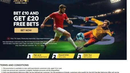 Bet £10 Get £20 At Jackpot Mobile